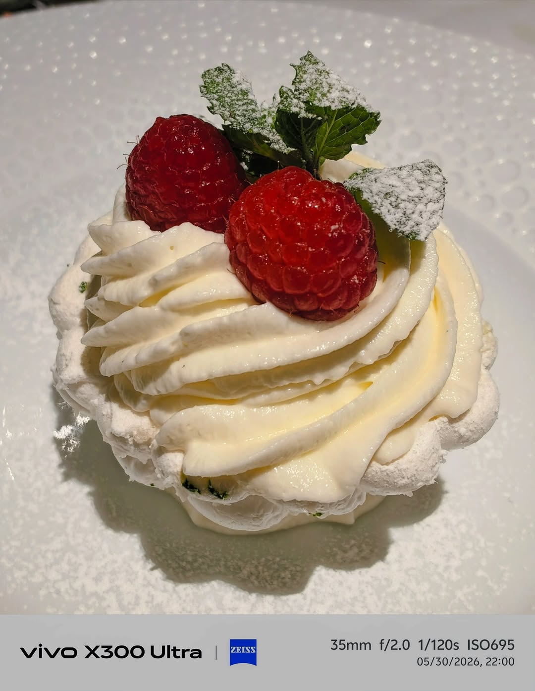Brontë pavlova with fresh raspberries and cream
