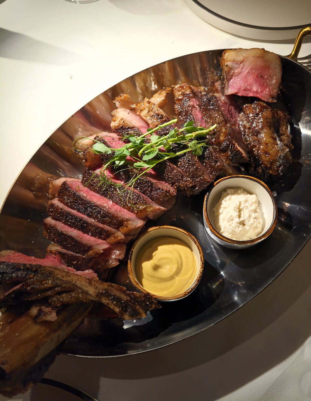 Premium Australian steak on copper pan at Brontë